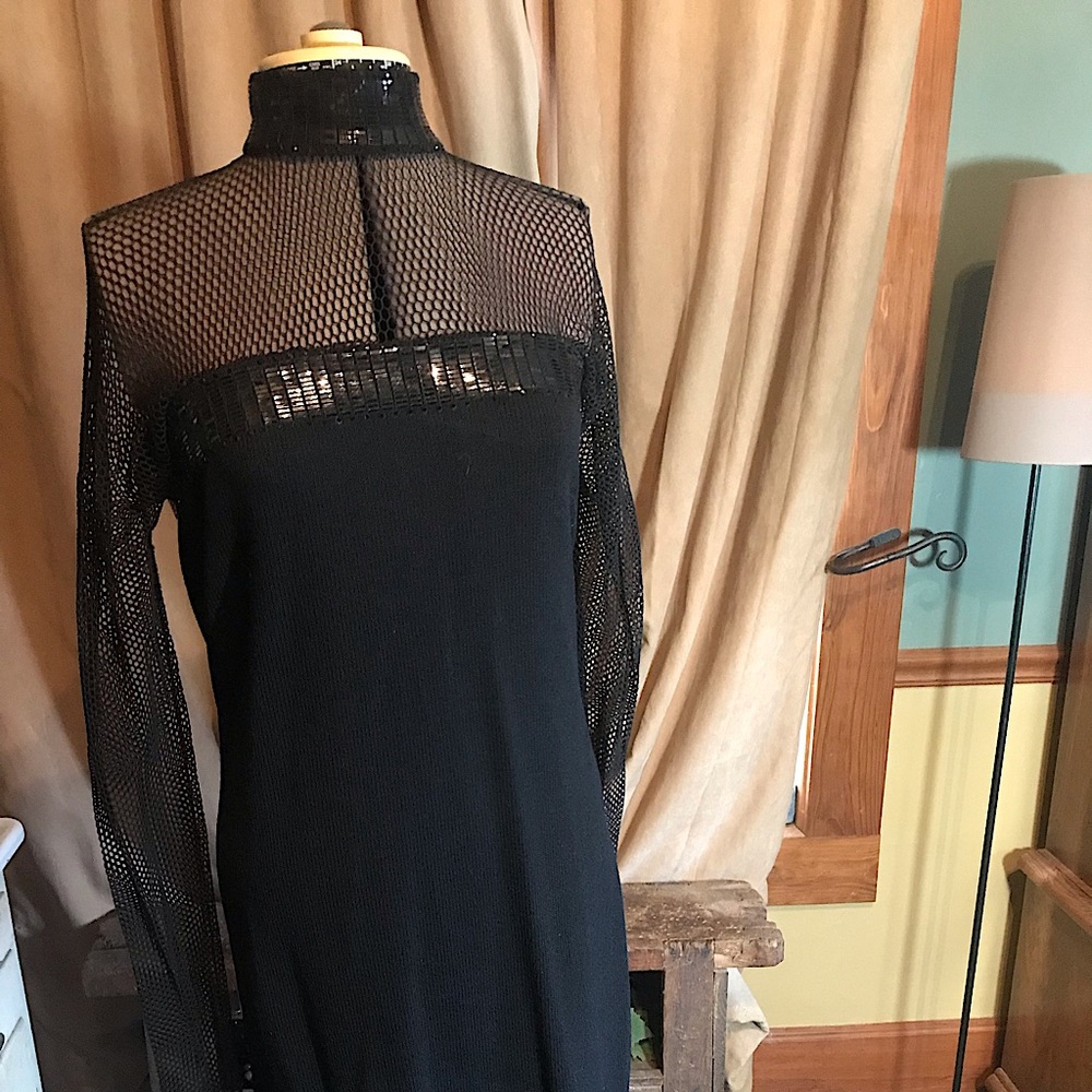 St Johns by Marie Gray black knit t evening gown size 8 excellent condition
